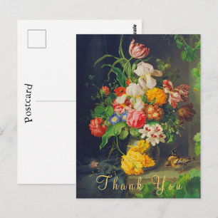 Carte Postale Fleurs de nature morte victorienne Roses roses Mer