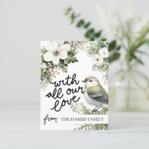 Carte Postale Fleurs de Noël personnalisées et oiseaux - Tout no