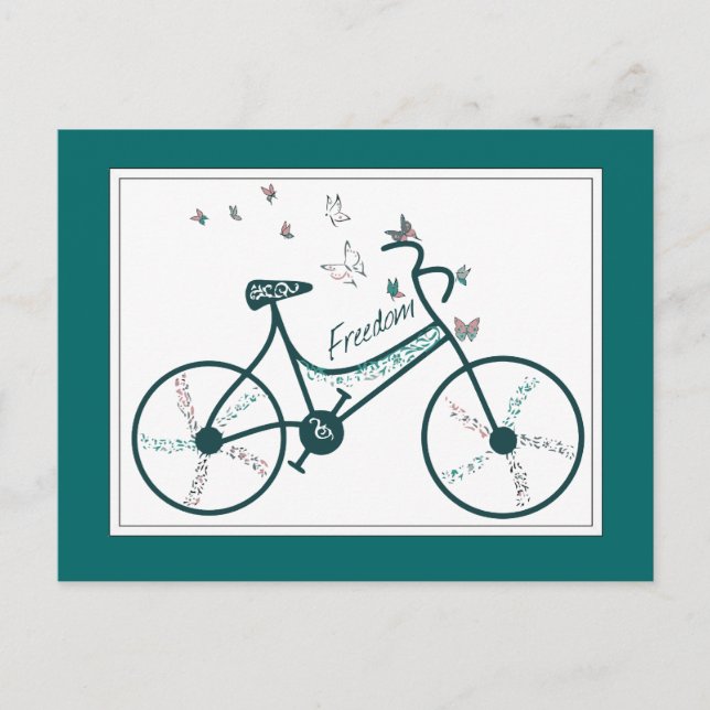 Carte Postale Fleurs de papillons délicates et fans de vélos de  (Devant)