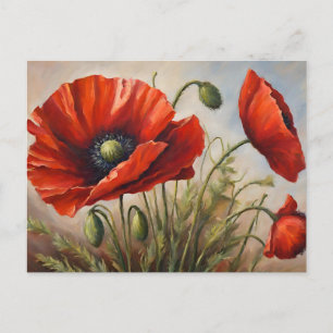 Carte Postale Fleurs de pavot rouge