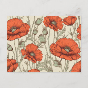 Carte Postale Fleurs de pavot vintage