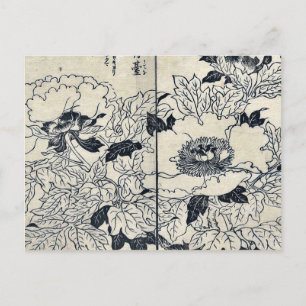 Carte Postale Fleurs de pivoines par Tachibana, Yasukuni Ukiyoe