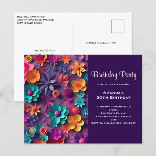 Carte Postale Fleurs de printemps colorées Motif Anniversaire In