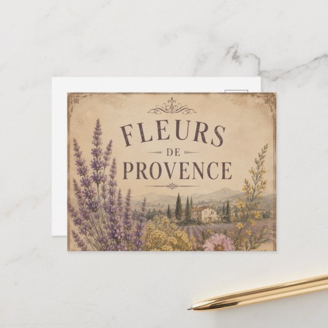 carte postale fleurs de provence (Devant/Arrière en situation)