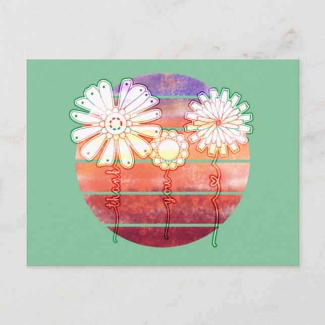 Carte Postale Fleurs de remerciement au coucher du soleil - Cart (Devant)
