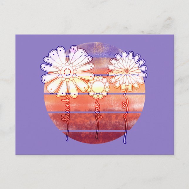 Carte Postale Fleurs de remerciement au coucher du soleil - Viol (Devant)