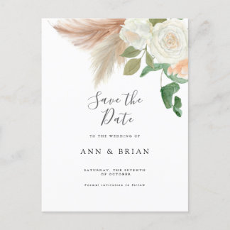 Carte Postale Fleurs de rose blanche eucalyptus floral Enregistr
