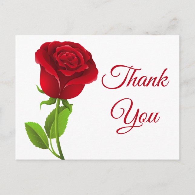 Carte Postale Fleurs de rose rouge Merci Floral (Devant)