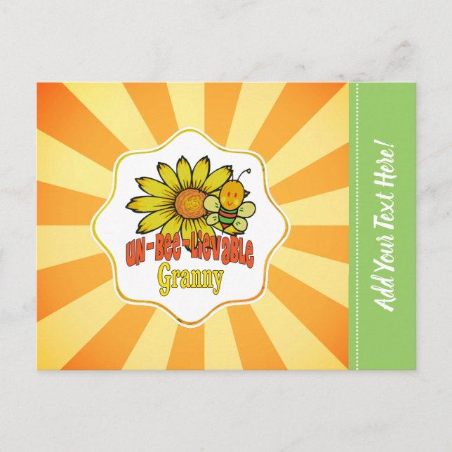 Carte Postale Fleurs de soleil et abeilles Granny incroyables (Devant)