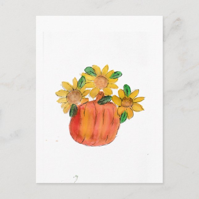 Carte Postale Fleurs de soleil jaunes citrouilles (Devant)