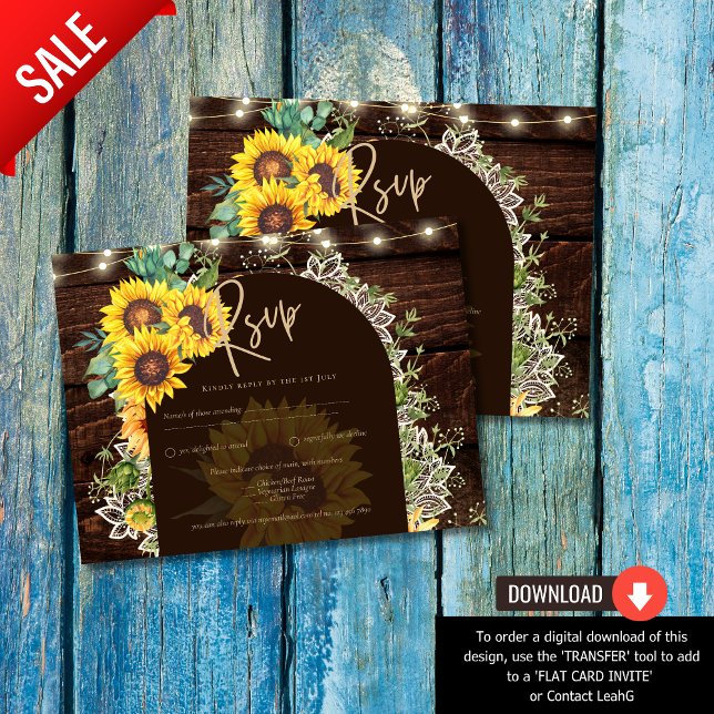 Carte Postale Fleurs de soleil rustiques Luminaires Arc Mariage  (Créateur téléchargé)