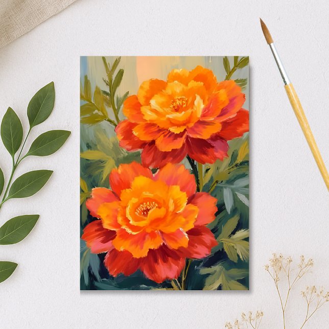 Carte Postale Fleurs de Souci Orange Botanique Aquarelle (Créateur téléchargé)