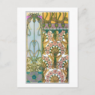 Carte Postale Fleurs de style Art Nouveau, Mucha