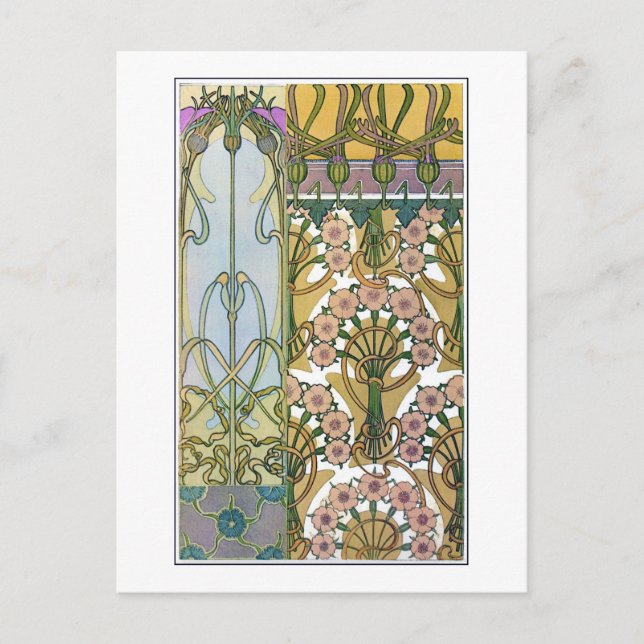 Carte Postale Fleurs de style Art Nouveau, Mucha (Devant)