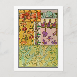Carte Postale Fleurs de style Art Nouveau, Mucha
