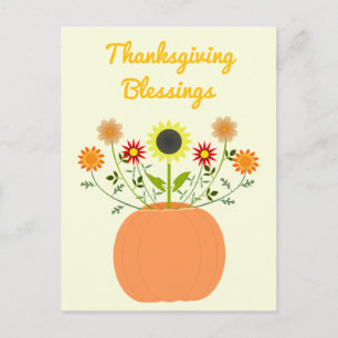 Carte Postale Fleurs de Thanksgiving dans un Citrouille Personna
