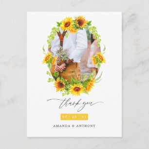 Carte Postale Fleurs de tournesol bohème aquarelle Mariage Photo