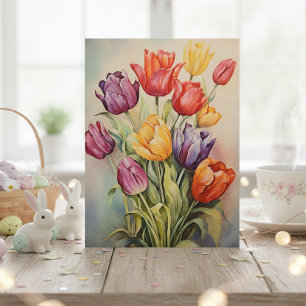 Carte Postale Fleurs de tulipes de Pâques vintage