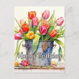 Carte Postale Fleurs de tulipes fraîchement cueillies