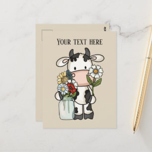Carte Postale Fleurs de vache mignonne ajouter un message