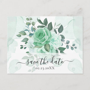 Carte Postale Fleurs de verdure à l'aquarelle Enregistrez la dat