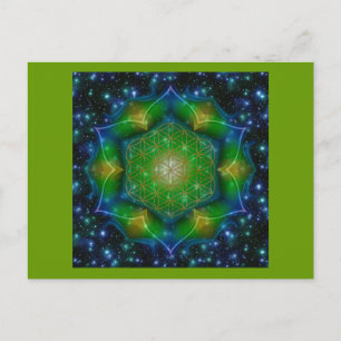 Carte Postale FLEURS DE VIE/Blume des Lebens Mandala V Carré
