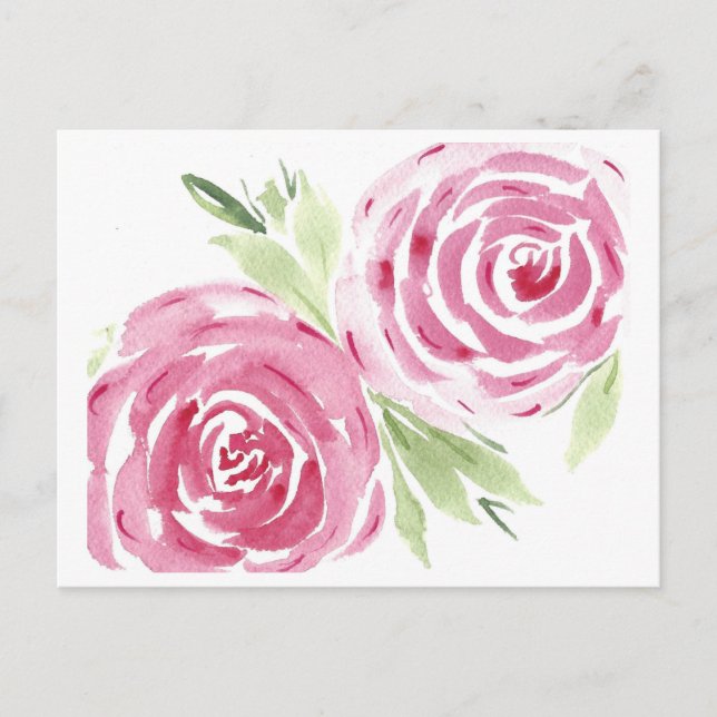 Carte Postale fleurs d'eau rose (Devant)