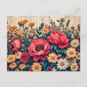 Carte Postale Fleurs des champs aux couleurs vives de l'été
