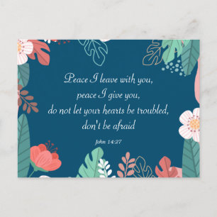 Carte Postale Fleurs dessinées à la main avec Jean 14:27 Verse d