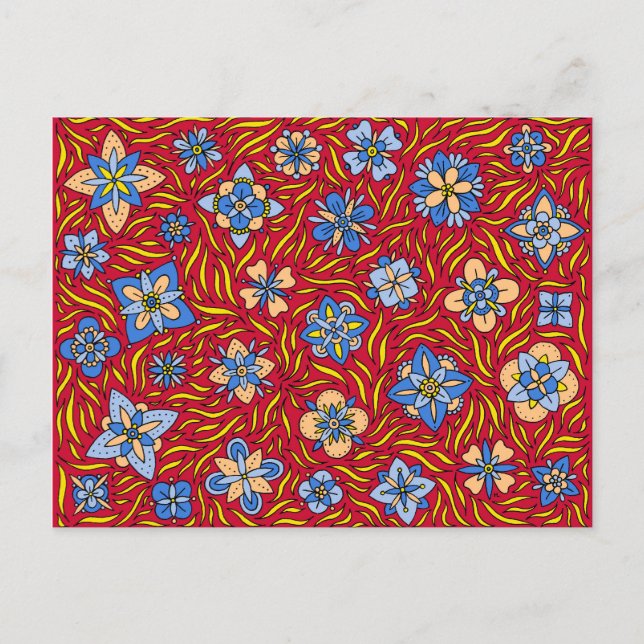 Carte Postale Fleurs d'été Rouge (Devant)