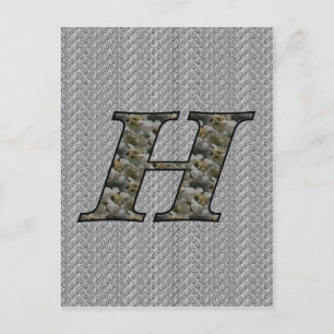 Carte Postale Fleurs d'hortensia à monogramme initial H