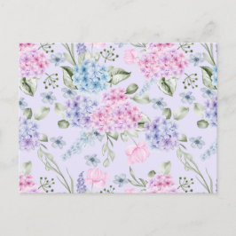 Carte Postale Fleurs d'hortensia mixtes aquarelle pastel