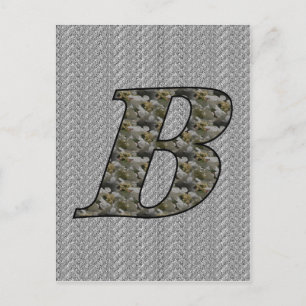 Carte Postale Fleurs d'hydrangea à initiale de monogramme B