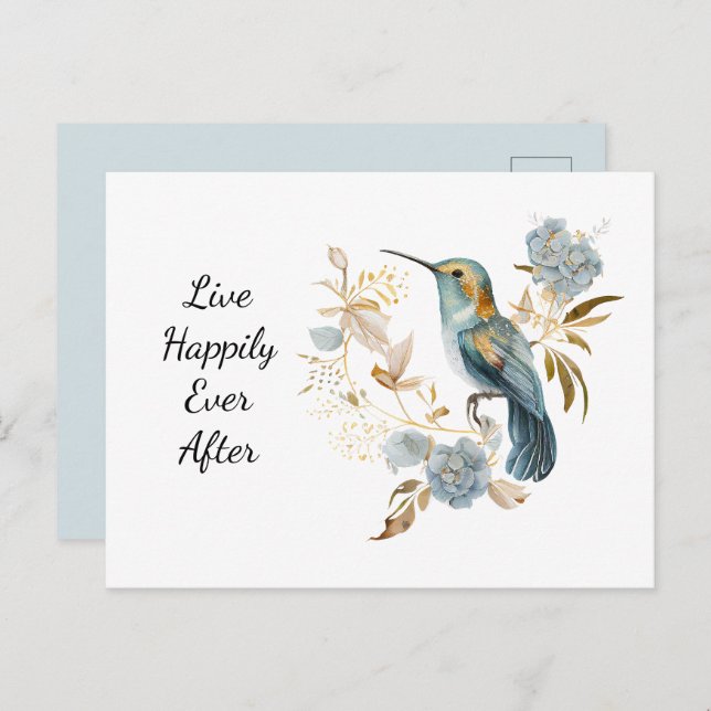 Carte Postale Fleurs d'Hydrangée de colibri (Devant / Derrière)