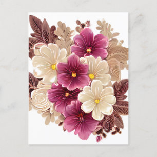 Carte Postale Fleurs d'ivoire et de Bourgogne sur un passé Vinta