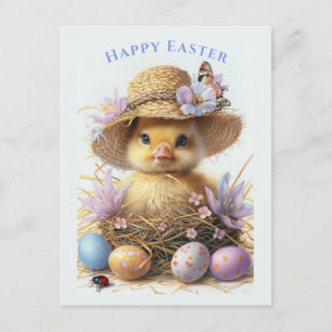 Carte Postale Fleurs d'oeufs de Paille de canard Casquette de Pâ