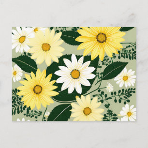 Carte Postale Fleurs élégantes de marguerites jaunes et blanches
