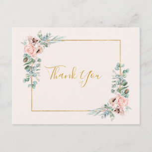 Carte Postale Fleurs Élégantes Rose   Remerciements de Mariage P