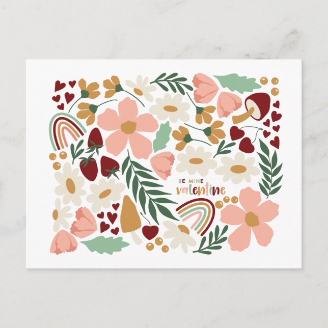 Carte Postale Fleurs et arcs-en-ciel Valentine (Devant)