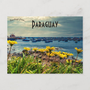 Carte Postale Fleurs et bateaux au Paraguay