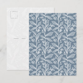 Carte Postale Fleurs et bourgeons botaniques bleus Art