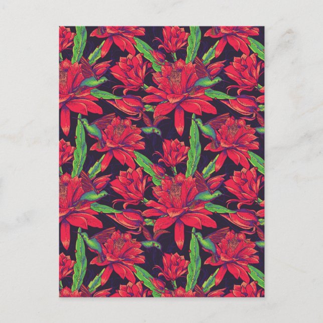 Carte Postale Fleurs Et Colibris (Devant)