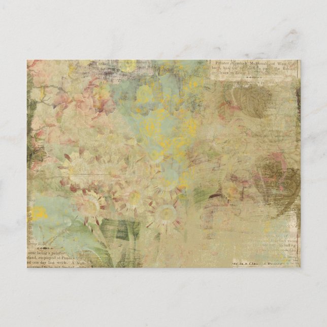 Carte Postale fleurs et collage vintage (Devant)