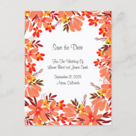 Carte Postale Fleurs et feuilles d'automne Enregistrer la date