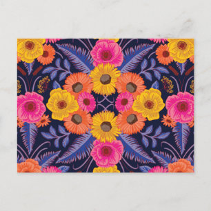 Carte Postale Fleurs et fougères vibrantes