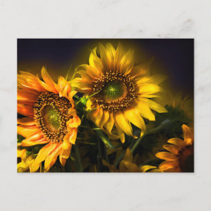 Carte Postale Fleurs florales de tournesol jaune, Amour, Merci