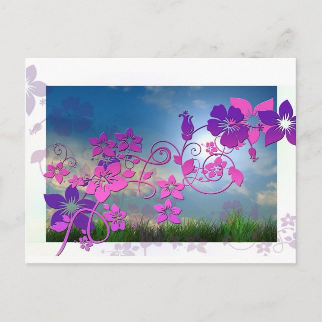 Carte Postale Fleurs florales Printemps Été Paix Aimer Destinée (Devant)