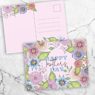 Carte Postale Fleurs florissantes rose violet vif Fête des mères