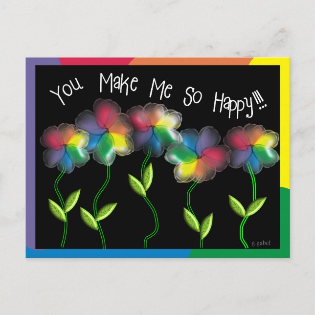 Carte Postale Fleurs gays lesbiennes arc-en-ciel (Devant)