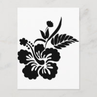 Fleurs hawaïennes noires et blanches